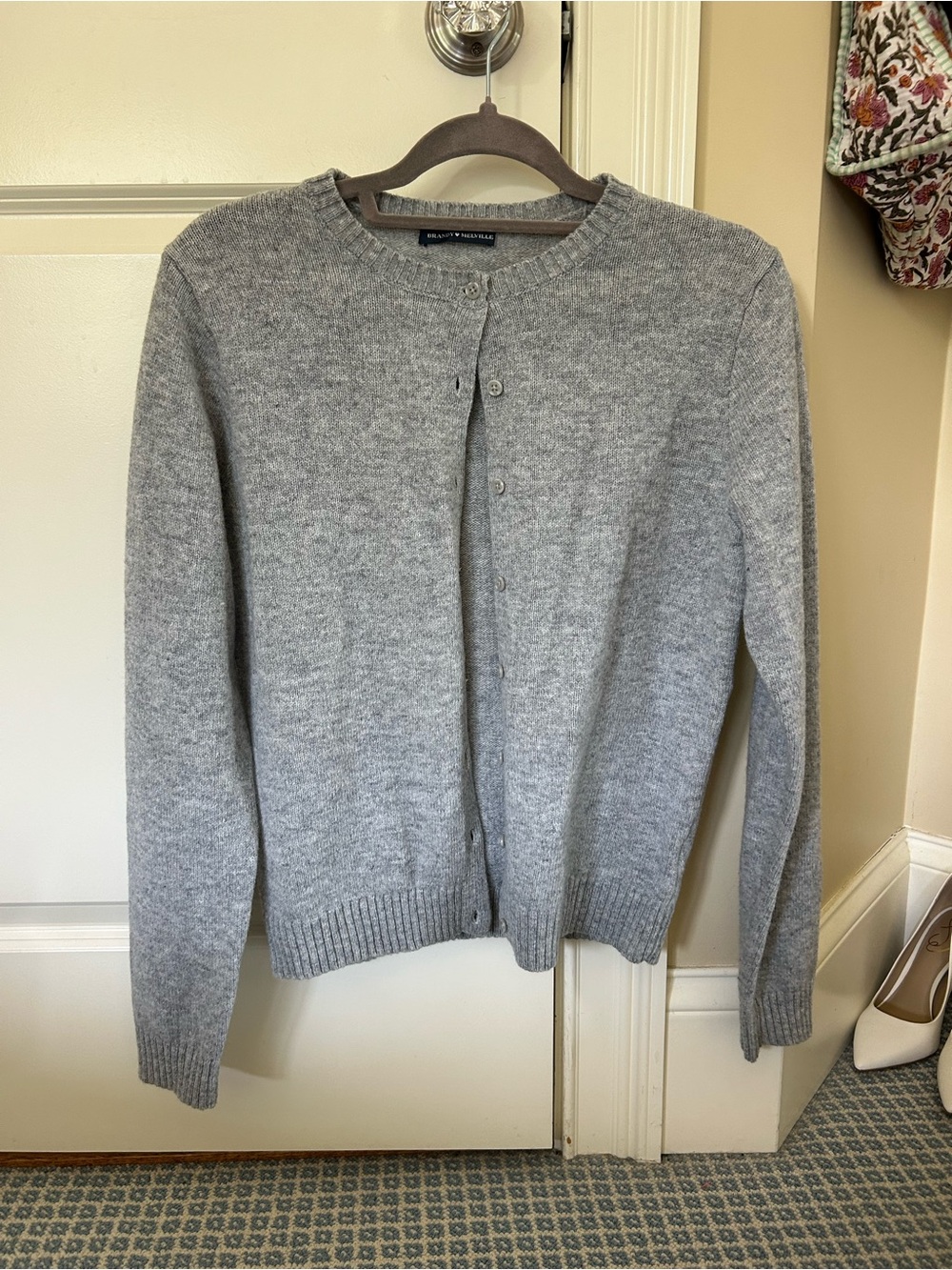 Wooly Crewneck Button Cardigan